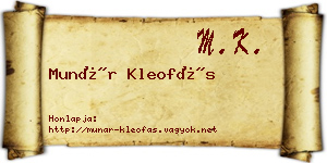 Munár Kleofás névjegykártya